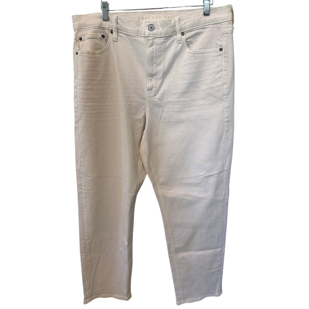 American Eagle Cream Jeans Women's Size 16 Wide Leg High Rise Twee Normcore